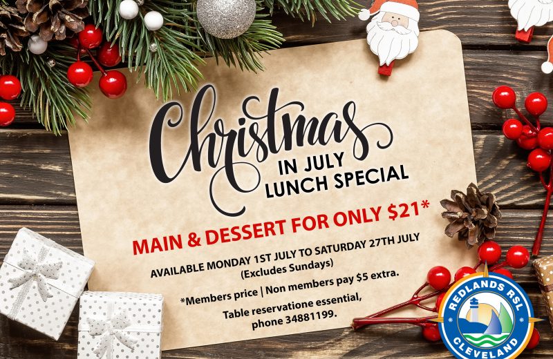 Christmas in July – 2 Course Lunch