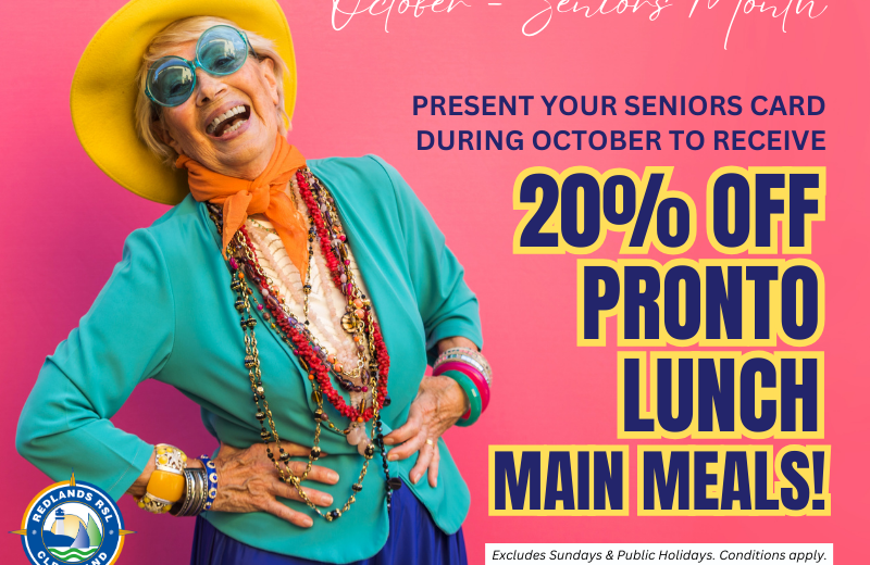 Seniors Month – 20% off Pronto Main Meal