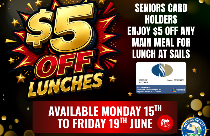 $5 Off Lunch for Seniors Card Holders